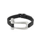 Gucci Men's Black Leather Bracelet With Stirrup Detail