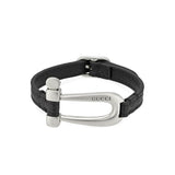 Gucci Men's Black Leather Bracelet With Stirrup Detail