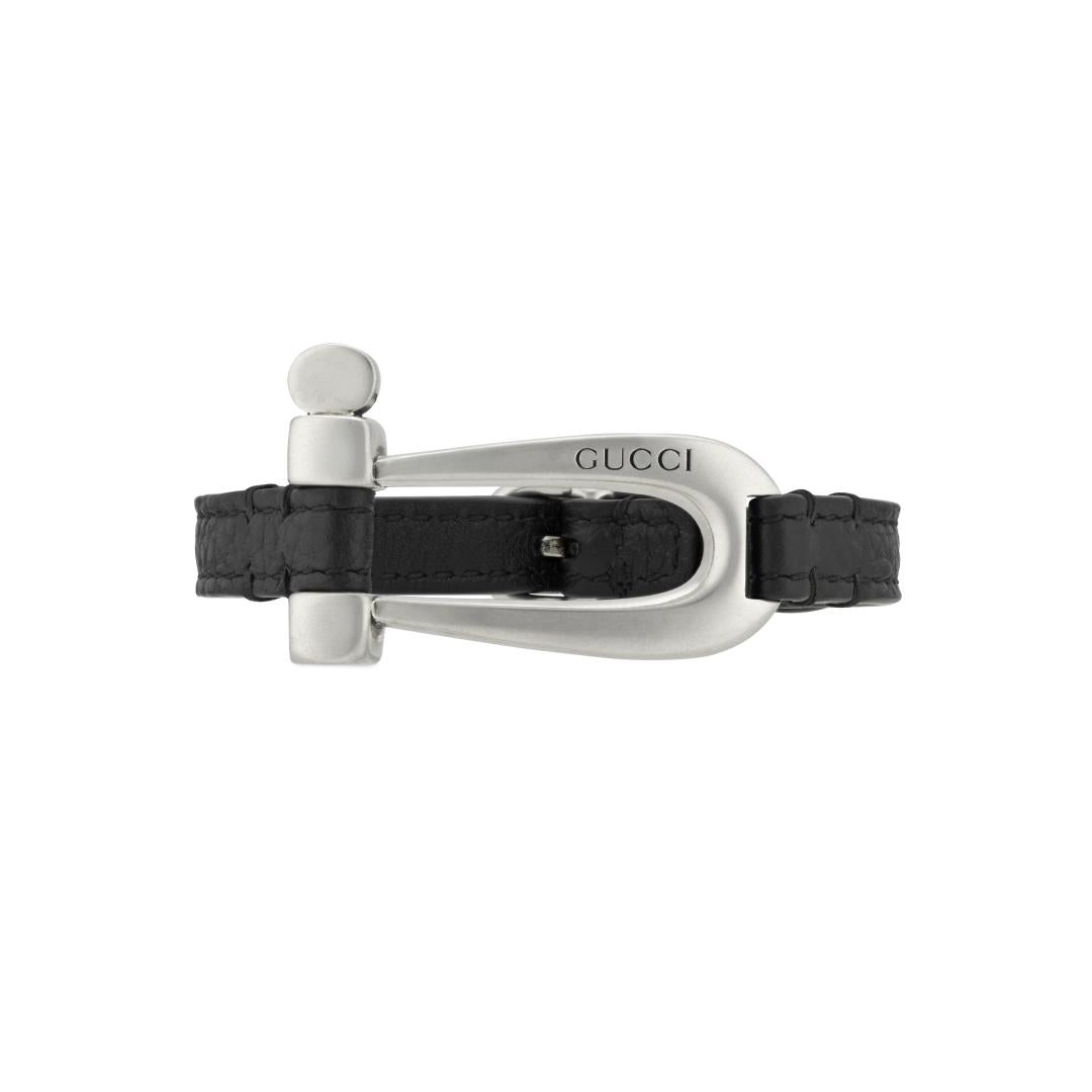 Black Leather Bracelet With Stirrup Detail