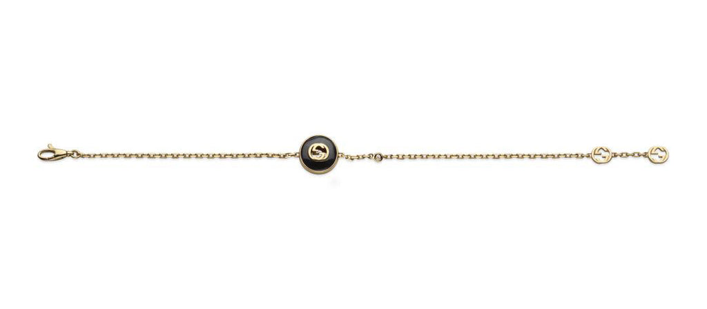 "Interlocking G" 18kt Yellow Gold Diamond Chain Bracelet