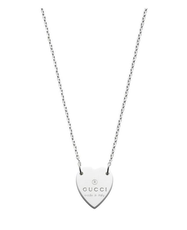 Heart Sterling Silver Women's Necklace with Gucci Trademark