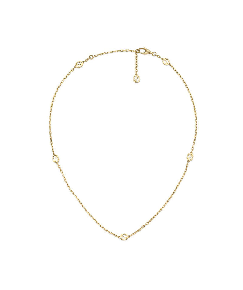 "Interlocking G" 18kt Yellow Gold Station Necklace