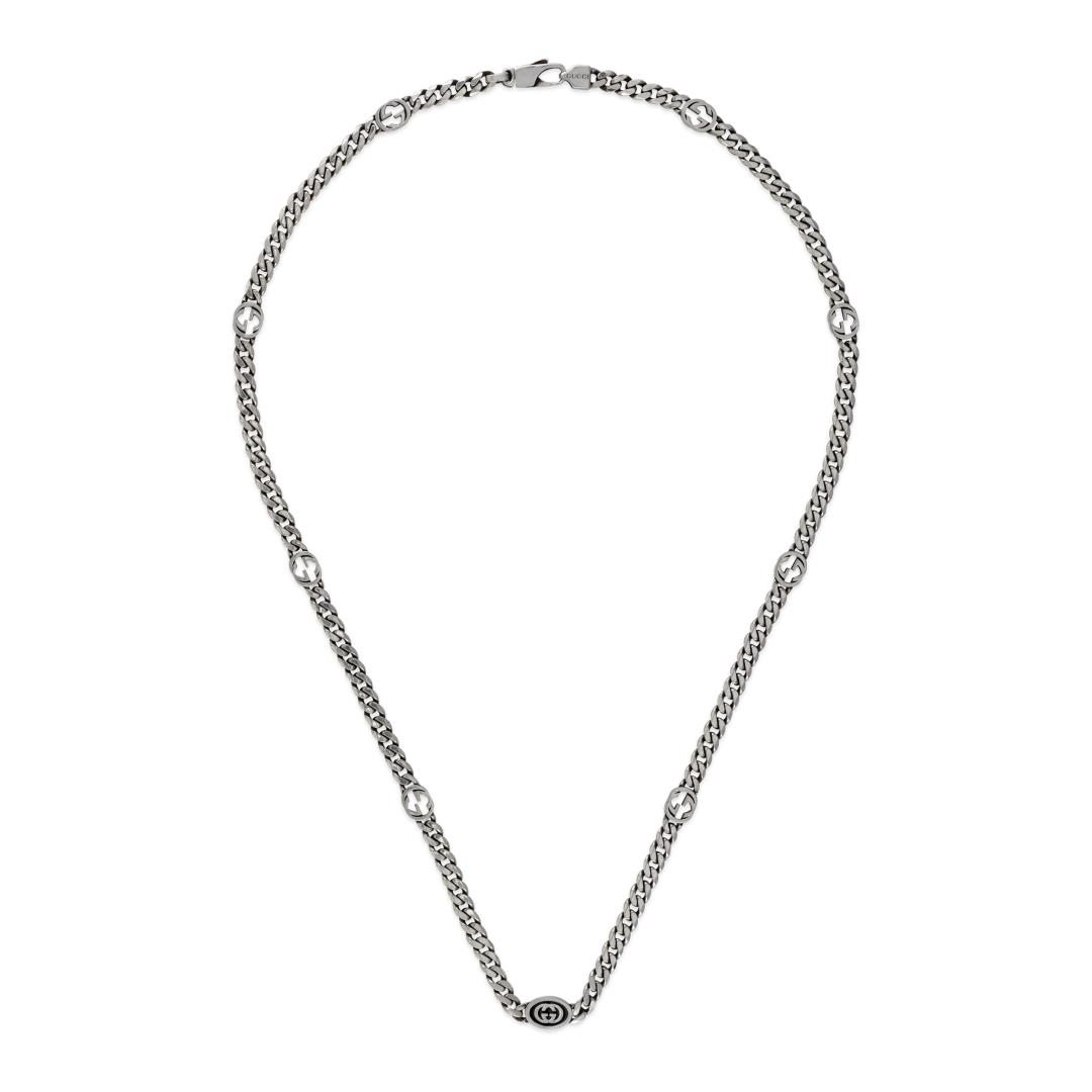 Gucci "Interlocking G" Sterling Silver Pendant Necklace