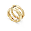 Gucci "Link to Love" 18kt Yellow Gold Geometric Studded Double Ring (7.5)