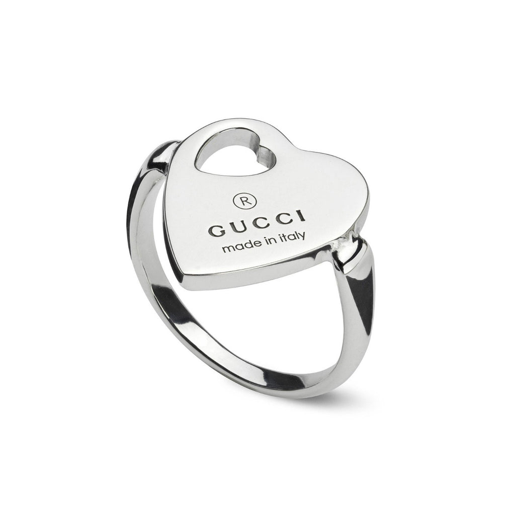 Gucci Sterling Silver Trademark Heart Ring