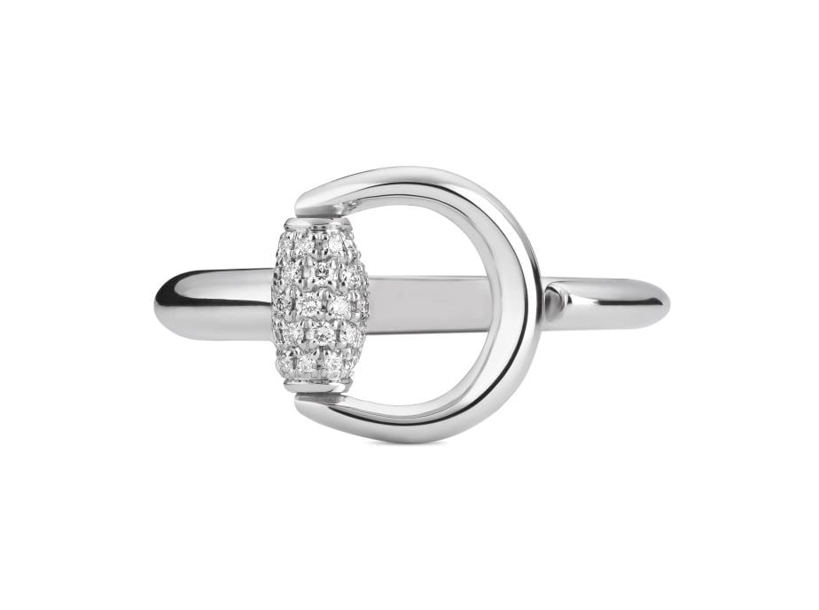 Gucci "Horsebit" 18kt White Gold Diamond Ring (6.75)