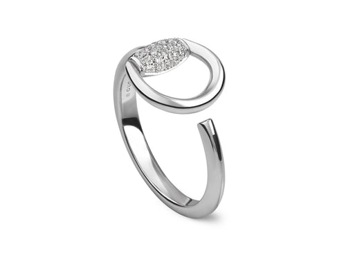 "Horsebit" 18kt White Gold Diamond Ring (6.75)