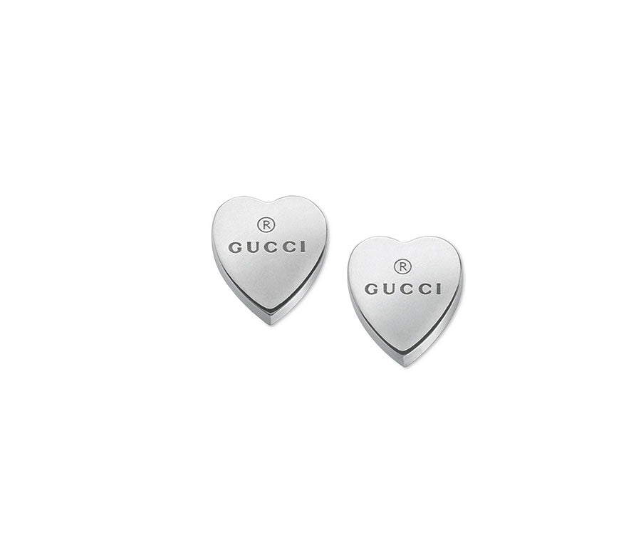 Gucci Heart Sterling Silver Women's Earrings with Gucci Trademark