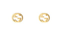 Gucci stud earrings in 18k yellow gold feature signature interlocking double G.