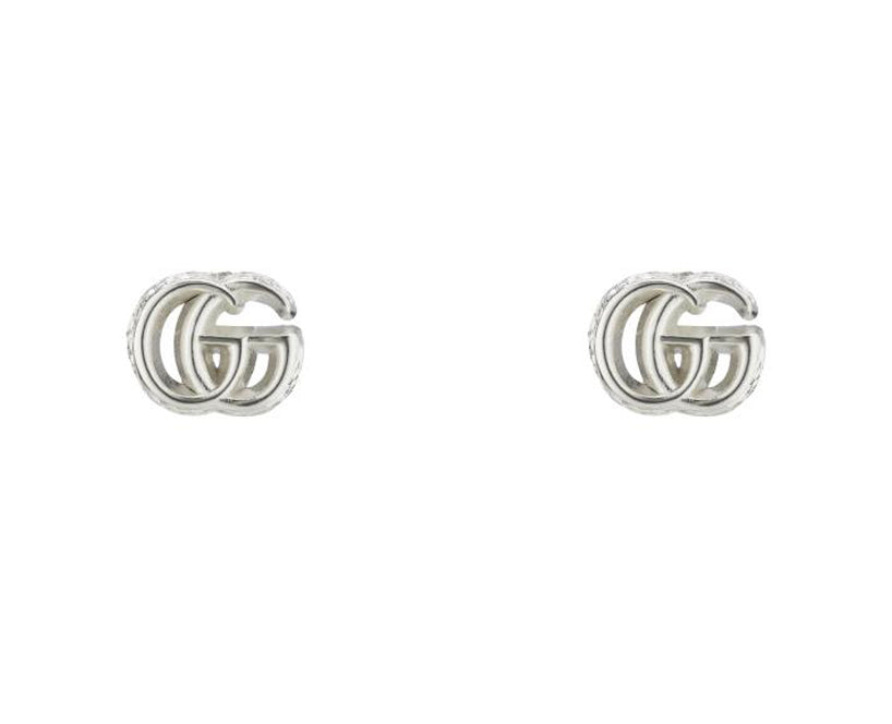 Gucci "GG Marmont" Sterling Silver Double G Stud Earrings