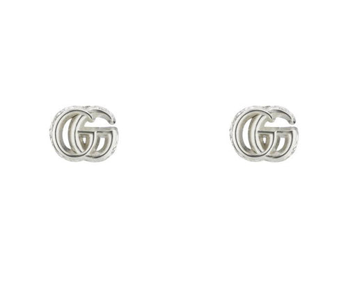Gucci "GG Marmont" Sterling Silver Double G Stud Earrings