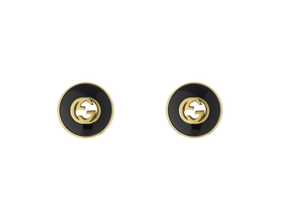 Gucci "Interlocking G" 18kt Yellow Gold Diamond Stud Earrings
