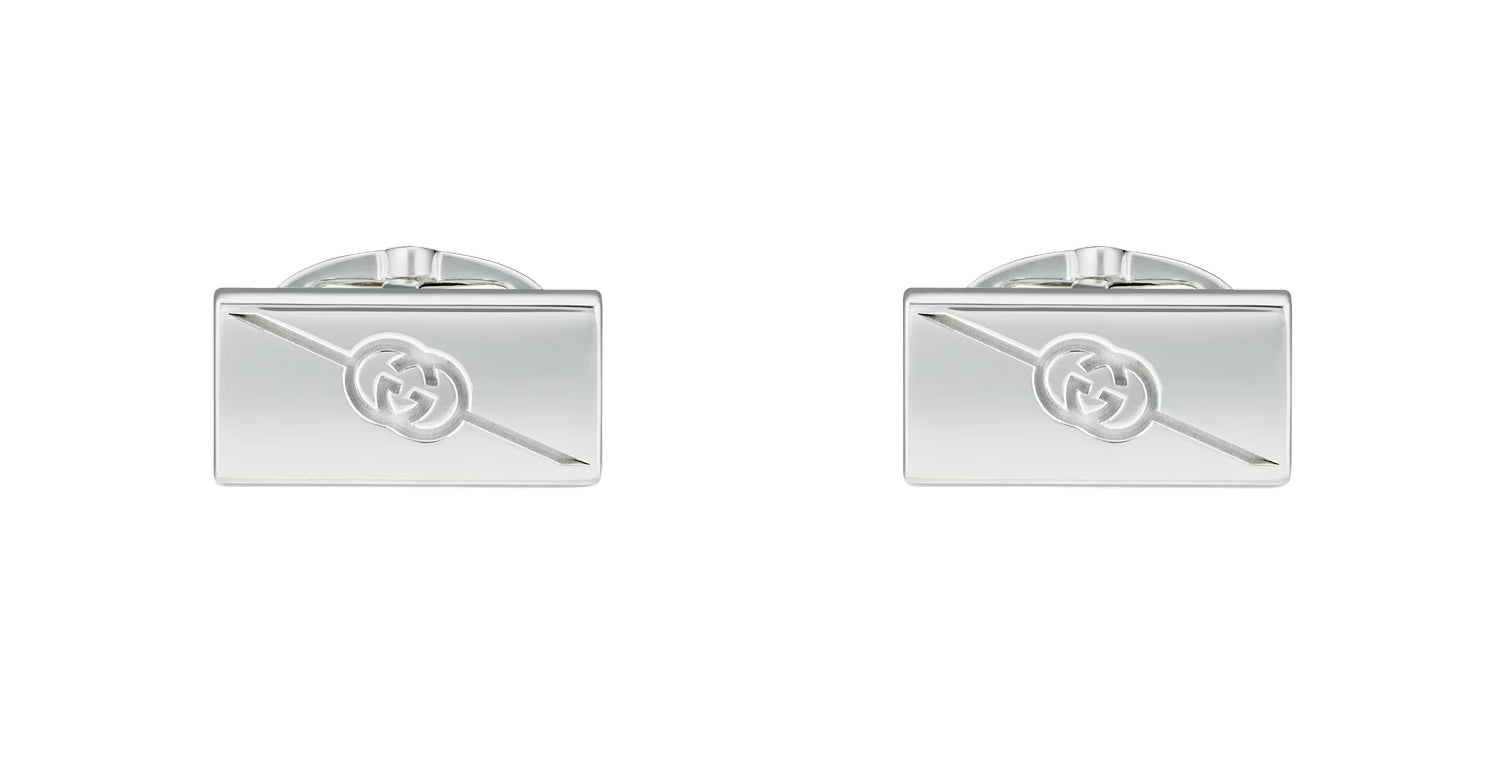 Gucci Sterling Silver Diagonal Interlocking G Cufflinks