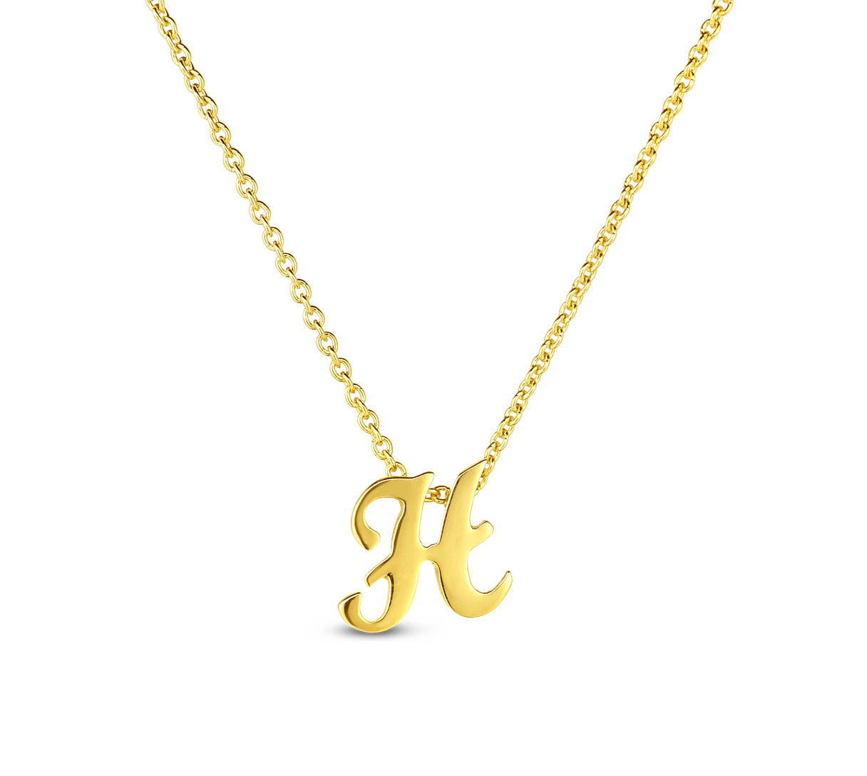 Roberto Coin "Tiny Treasures" Small Script Initial ‘H’ Pendant On Chain