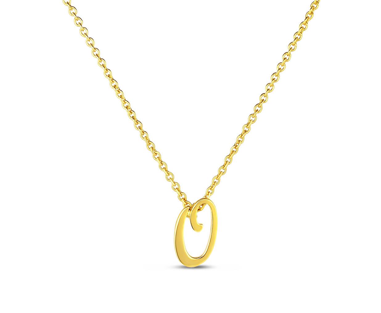 Roberto Coin "Tiny Treasures" Small Script Initial ‘O’ Pendant On Chain