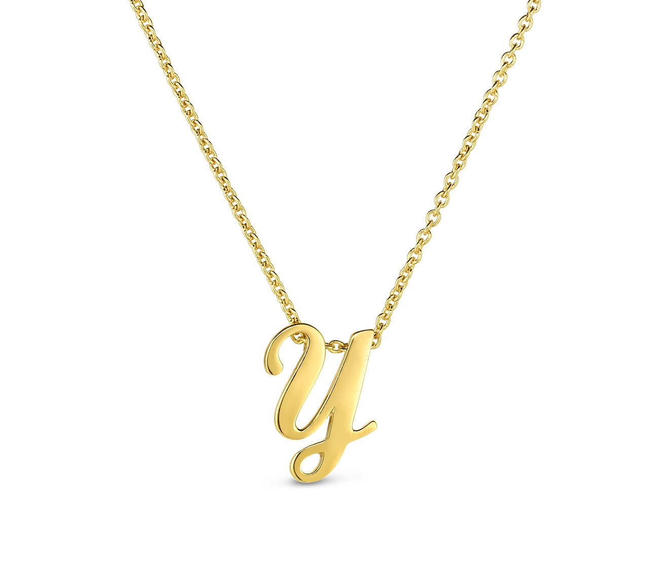 Roberto Coin "Tiny Treasures" Small Script Initial ‘Y’ Pendant On Chain