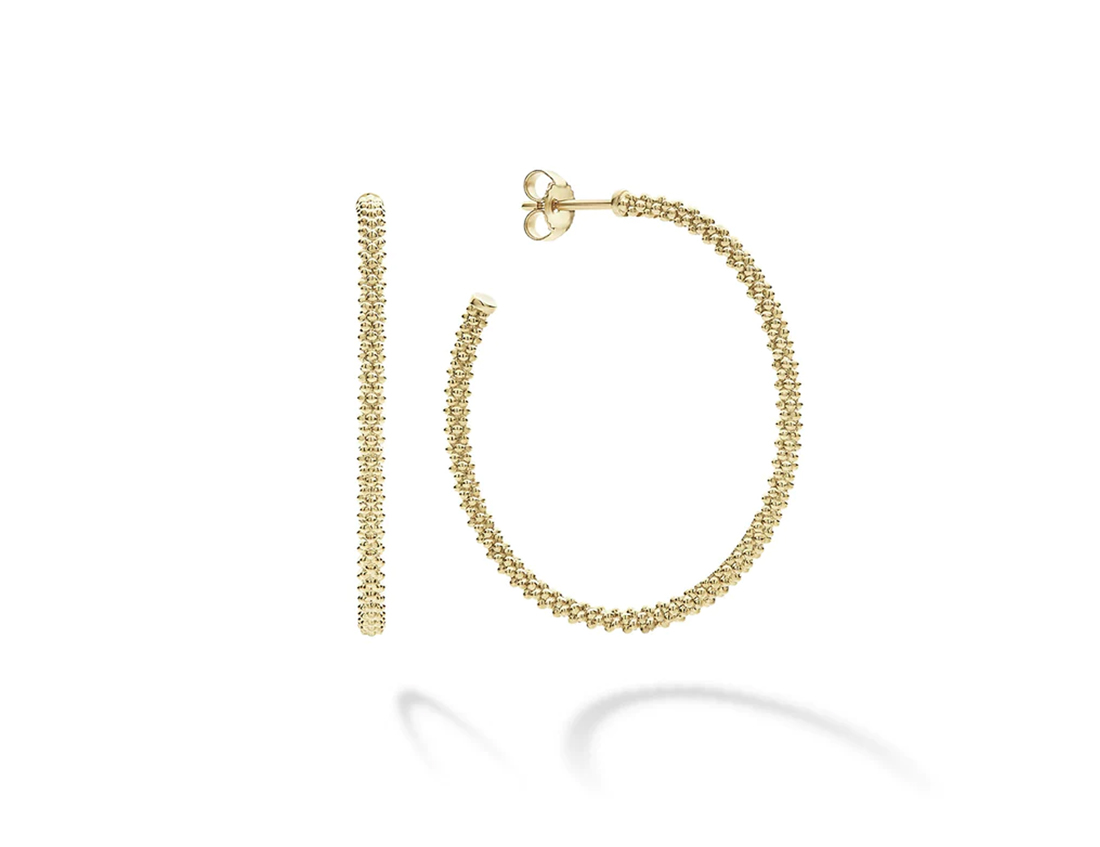 LAGOS " Caviar Gold" Caviar Hoop Earrings in 18kt Yellow Gold