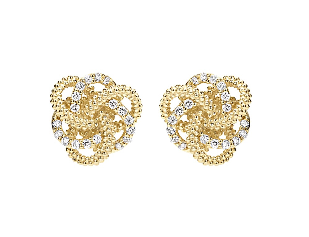 LAGOS "Love Knot" Large Diamond Earrings in 18kt Yellow Gold