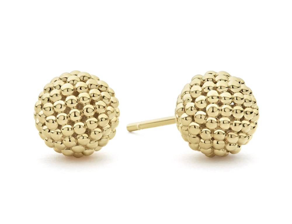 LAGOS "Signature Caviar" Beaded 18kt Yellow Gold Stud Earrings