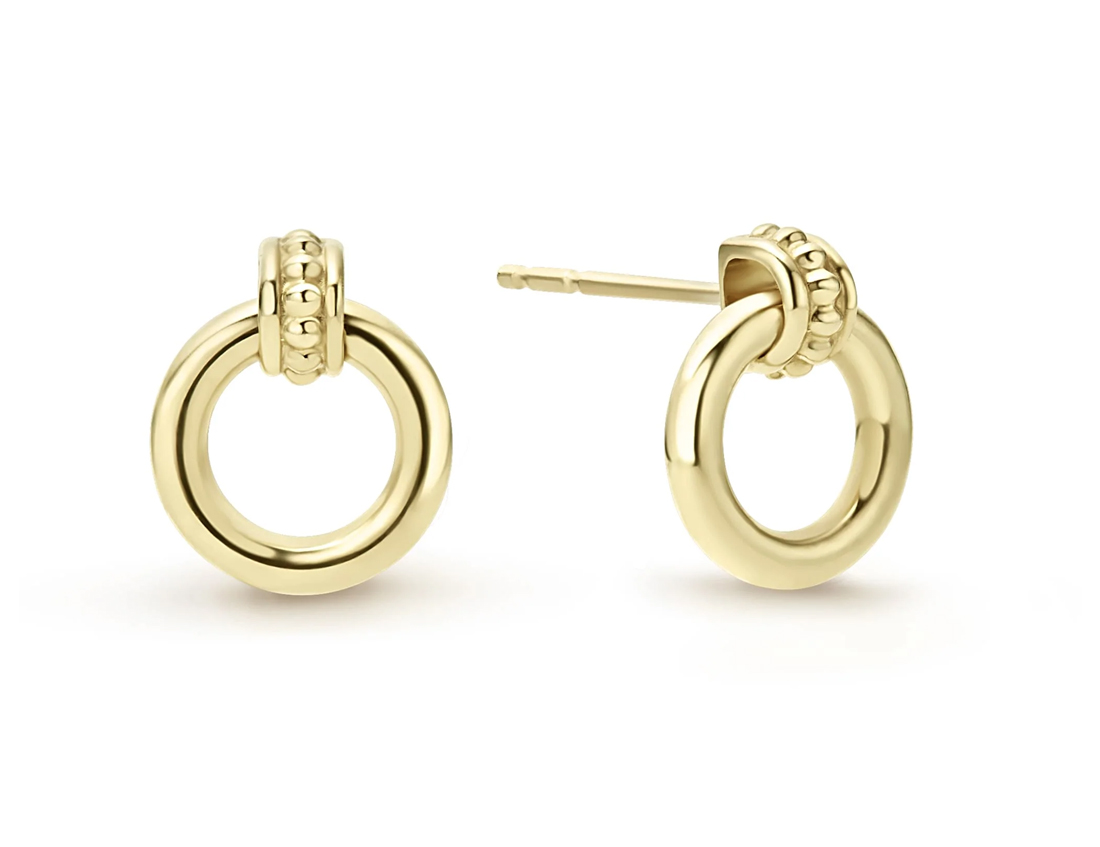 LAGOS "Meridian" Circle Stud Earrings in 18kt Yellow Gold