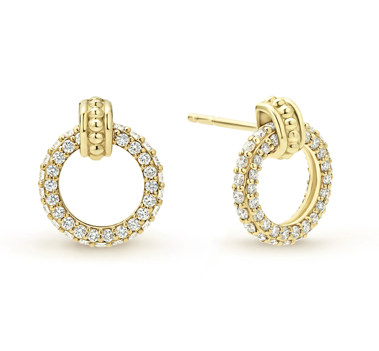 "Meridian" 18kt Yellow Gold Circle Diamond Stud Earrings