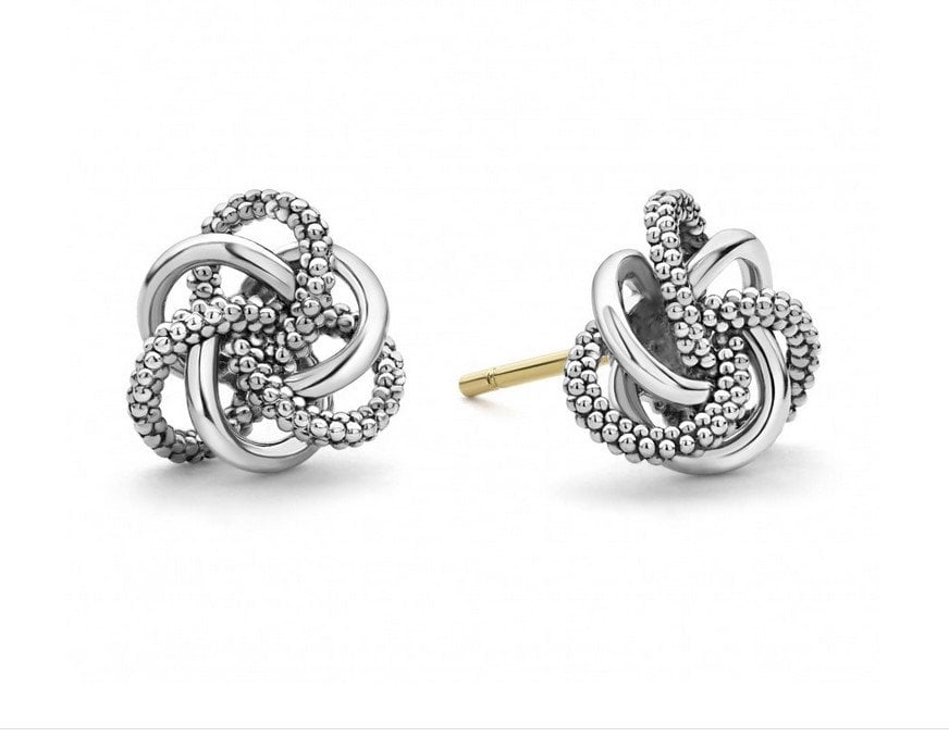 LAGOS "Love Knot" Sterling Silver and 14kt Gold Post Women's Earrings