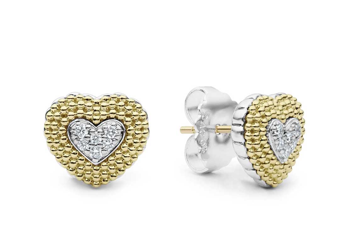 LAGOS "Caviar Lux" Diamond Heart Stud Earrings