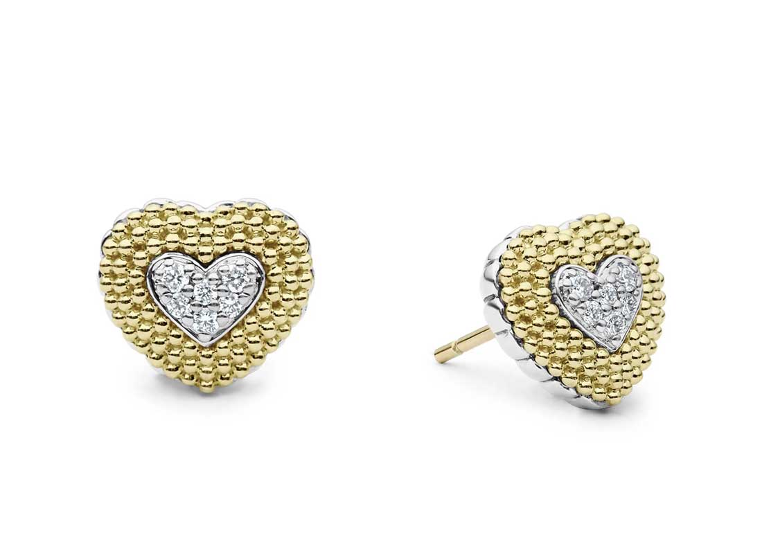 LAGOS "Caviar Lux" Diamond Heart Stud Earrings