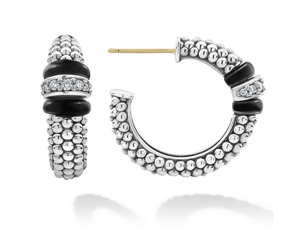 LAGOS "Black Caviar" Diamond Hoop Earrings