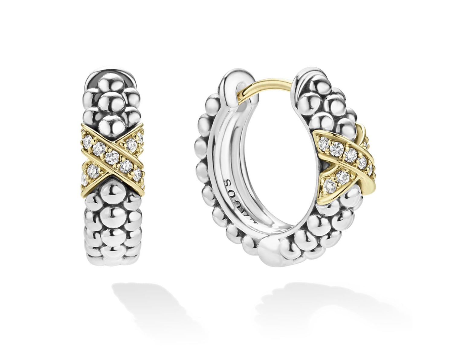LAGOS "Embrace" Two-Tone Diamond Huggie Earrings