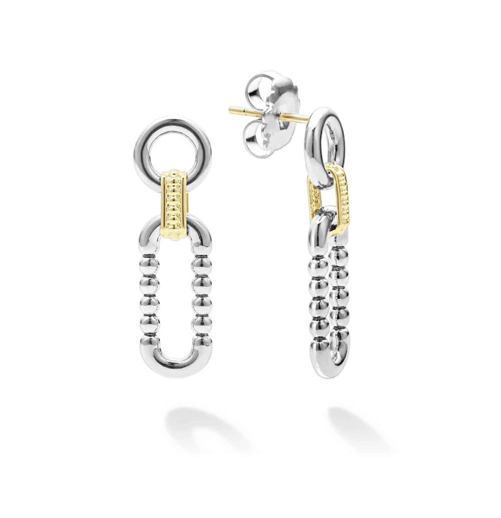 LAGOS Signature Caviar Two Tone Link Drop Earrings