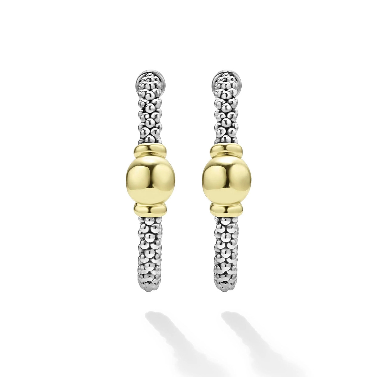  "Signature Caviar" Two-Tone Station Hoop Earrings