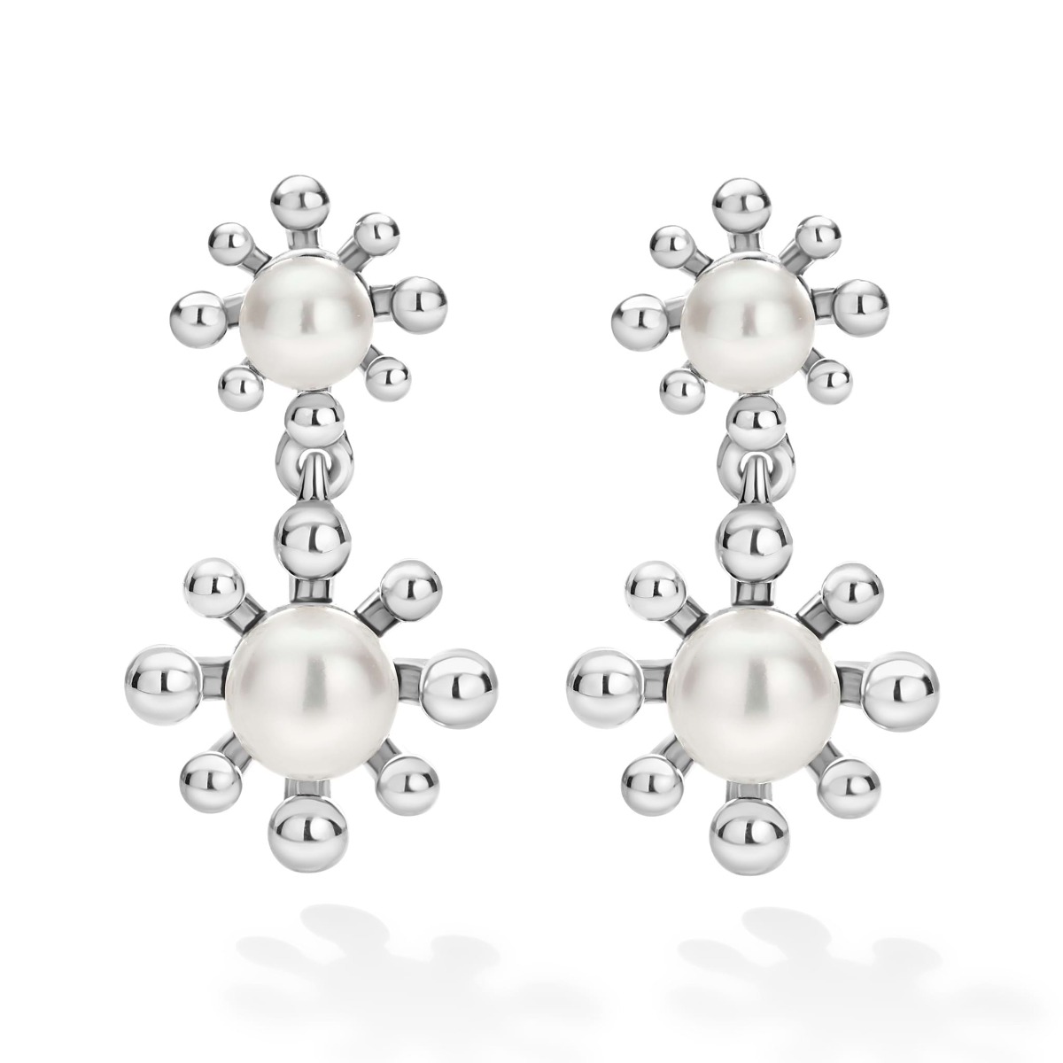 "Luna" Fleur Pearl Drop Earrings