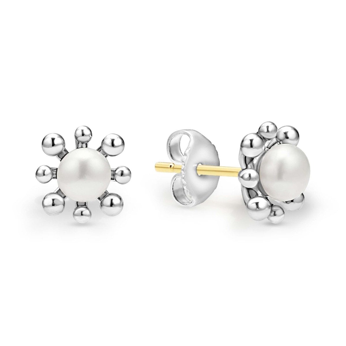 LAGOS "Luna" Fleur Pearl Stud Earrings