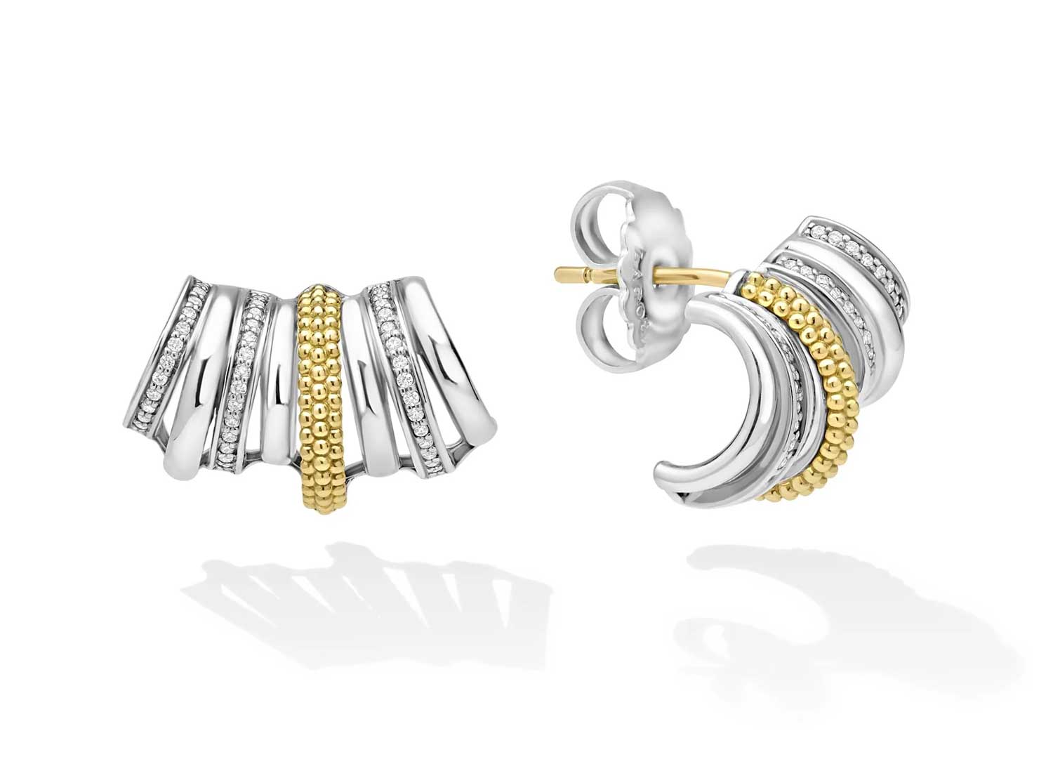 LAGOS "Caviar Lux" Two-Tone Diamond Crawler Huggie Earrings