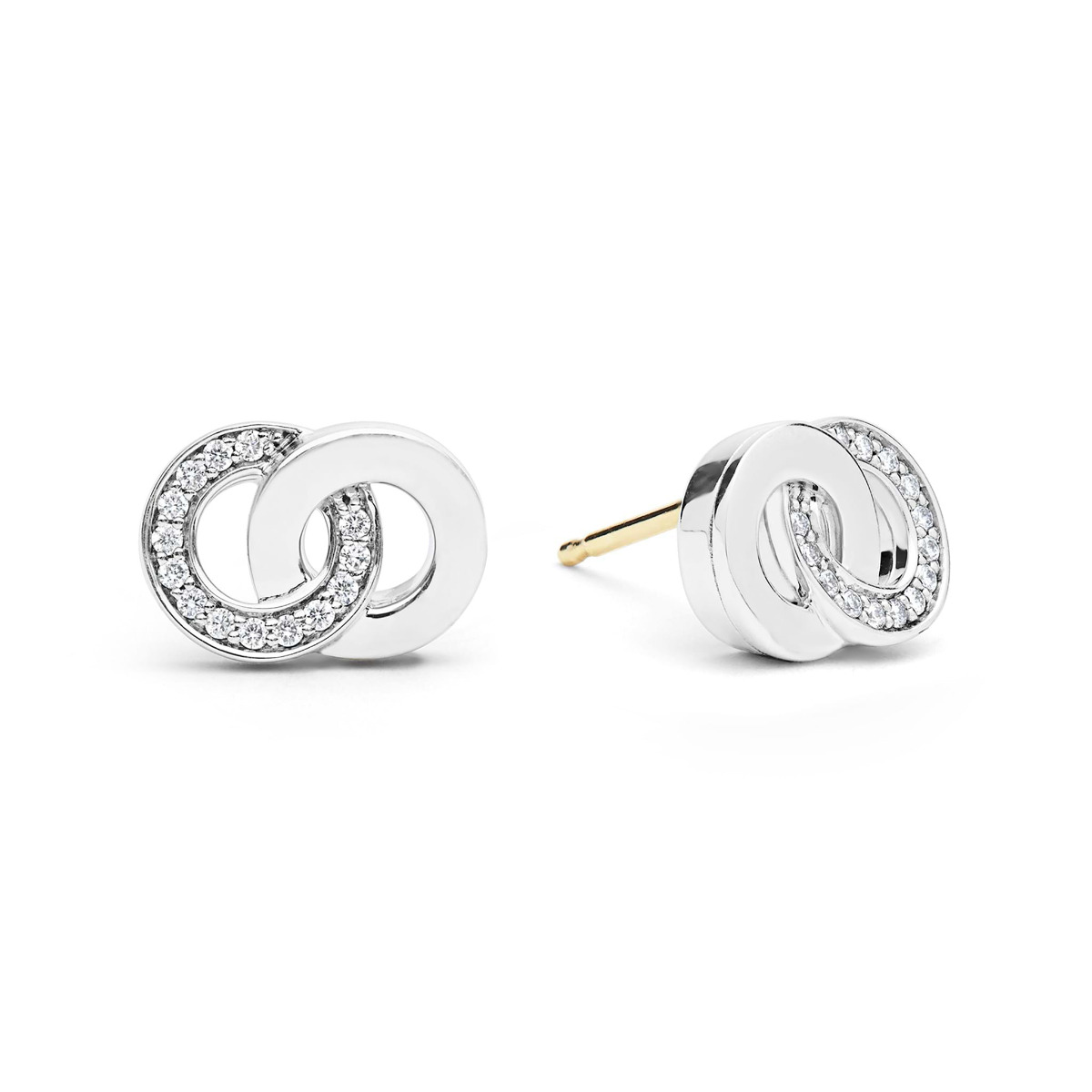 "Signature Caviar" Silver Interlocking Diamond Stud Earrings