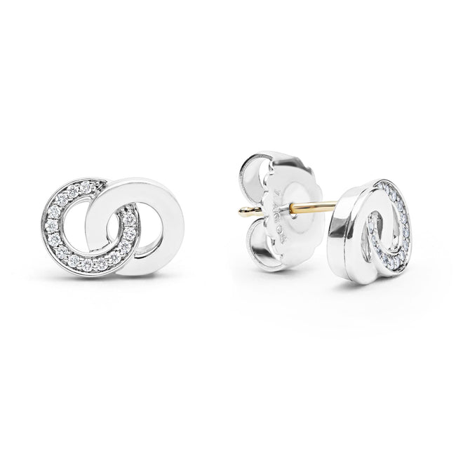 LAGOS "Signature Caviar" Silver Interlocking Diamond Stud Earrings