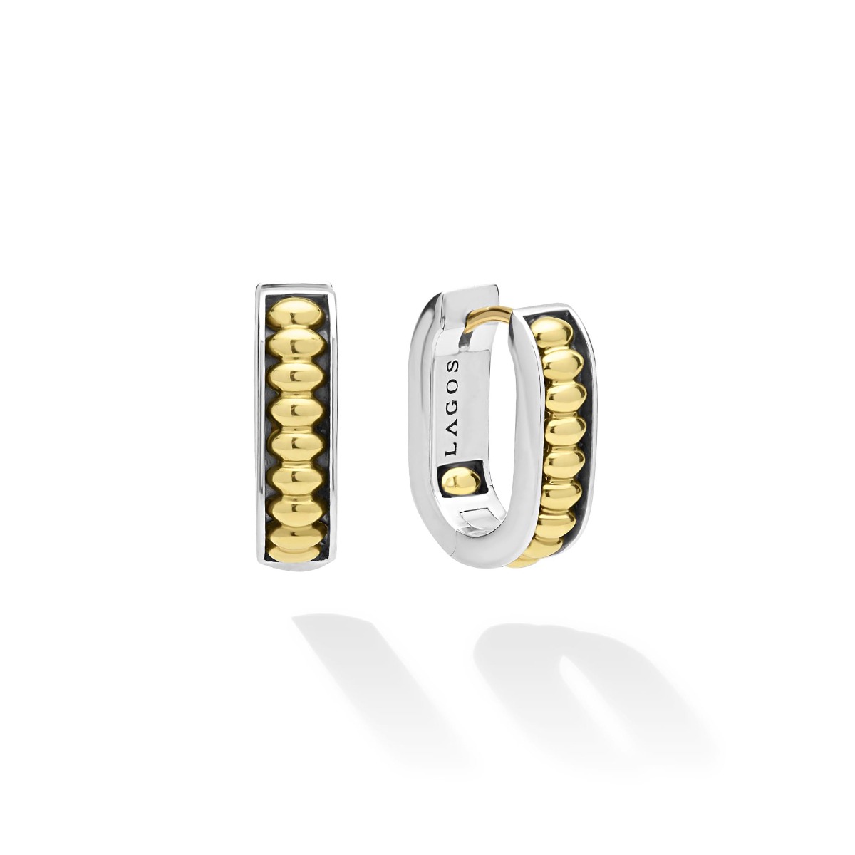 LAGOS "Signature Caviar" Two-Tone Linear Huggie Earrings