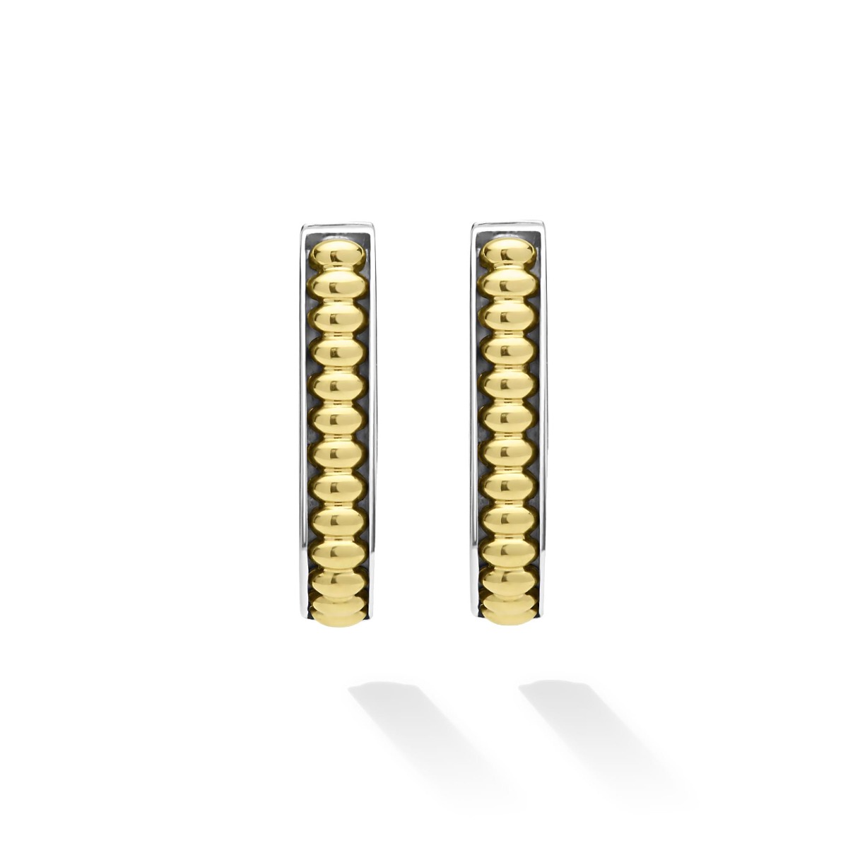 "Signature Caviar" Two-Tone Linear Hoop Earrings