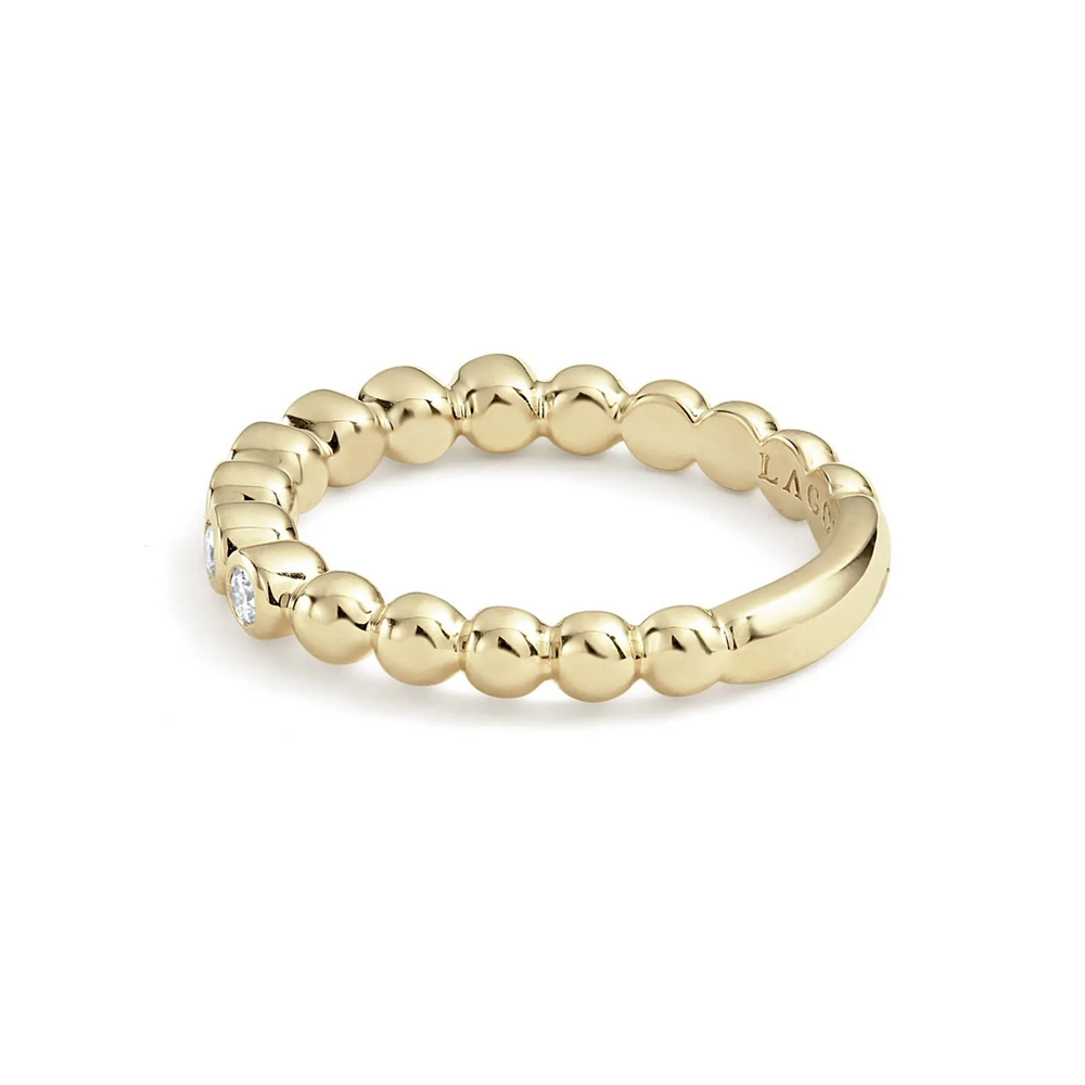 LAGOS "Caviar Gold" Gold Diamond Ring in 18kt Yellow Gold