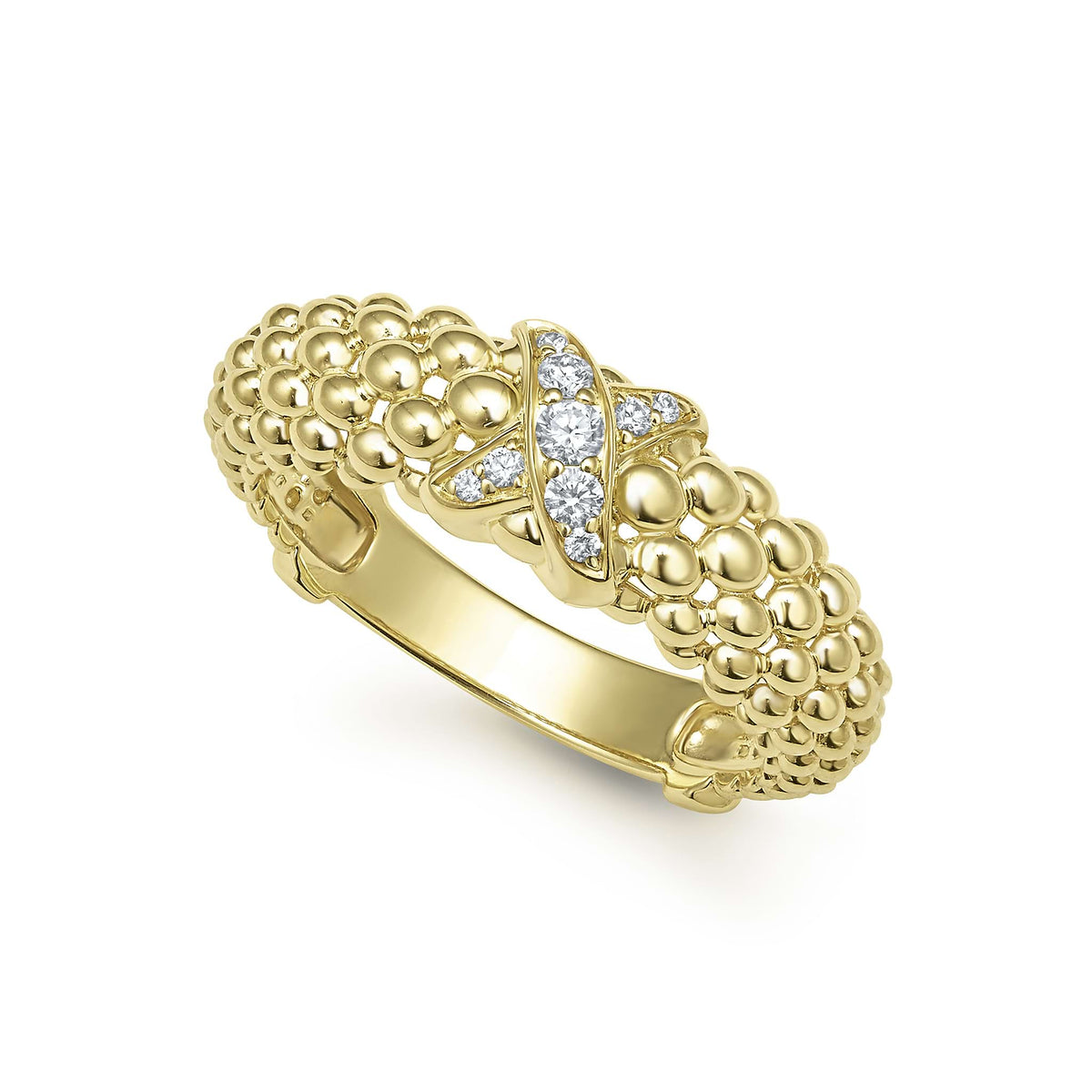 "Embrace" 18kt Gold X Caviar Diamond Ring (7)