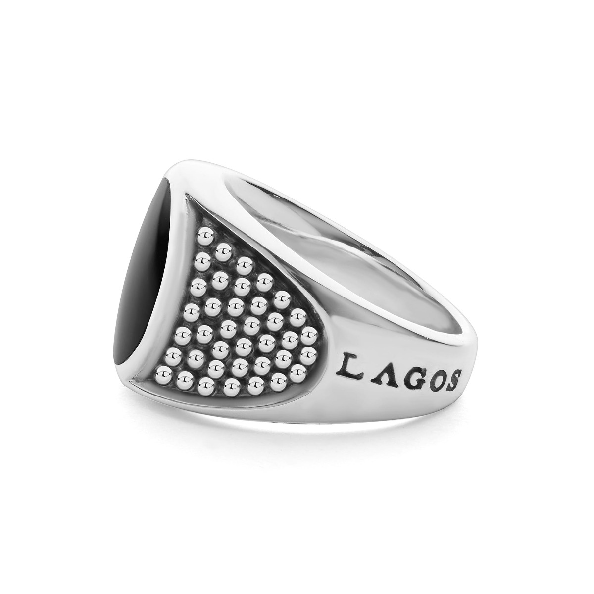 "Anthem" Black Agate Oval Band Ring (10)