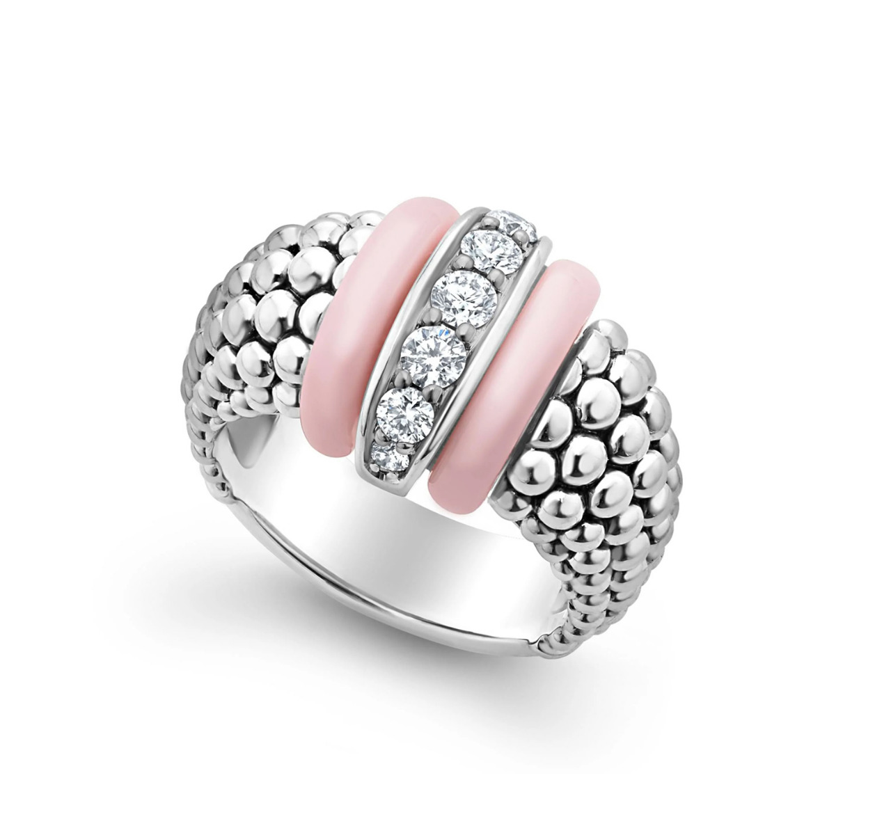 LAGOS "Pink Caviar" Ceramic Caviar Diamond Ring (7)