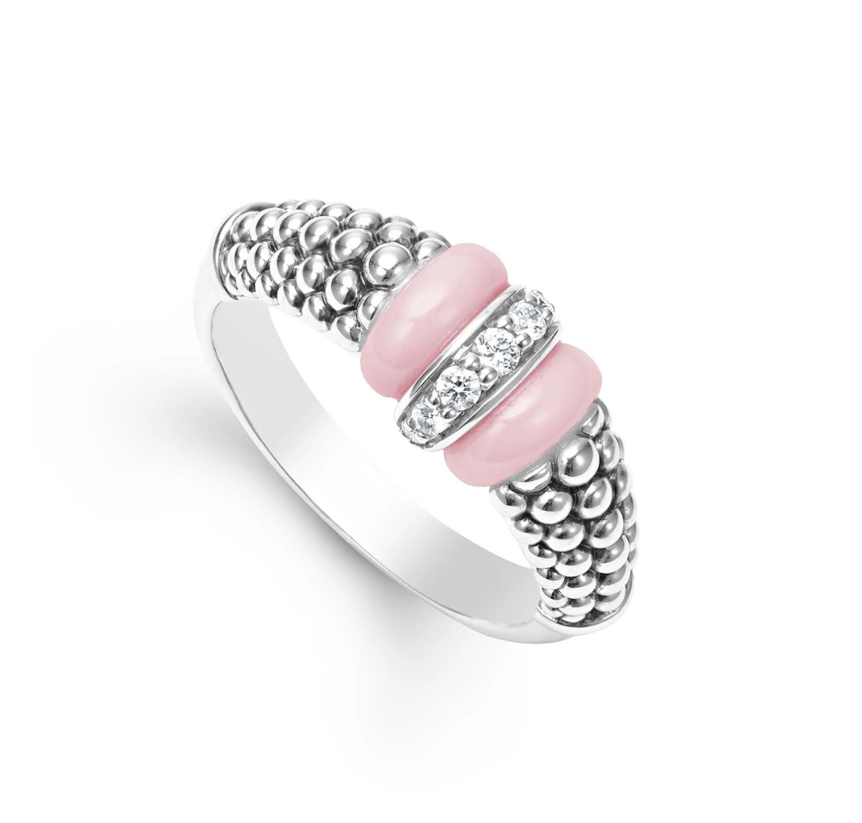 LAGOS "Pink Caviar" Ceramic Caviar Diamond Ring (7)