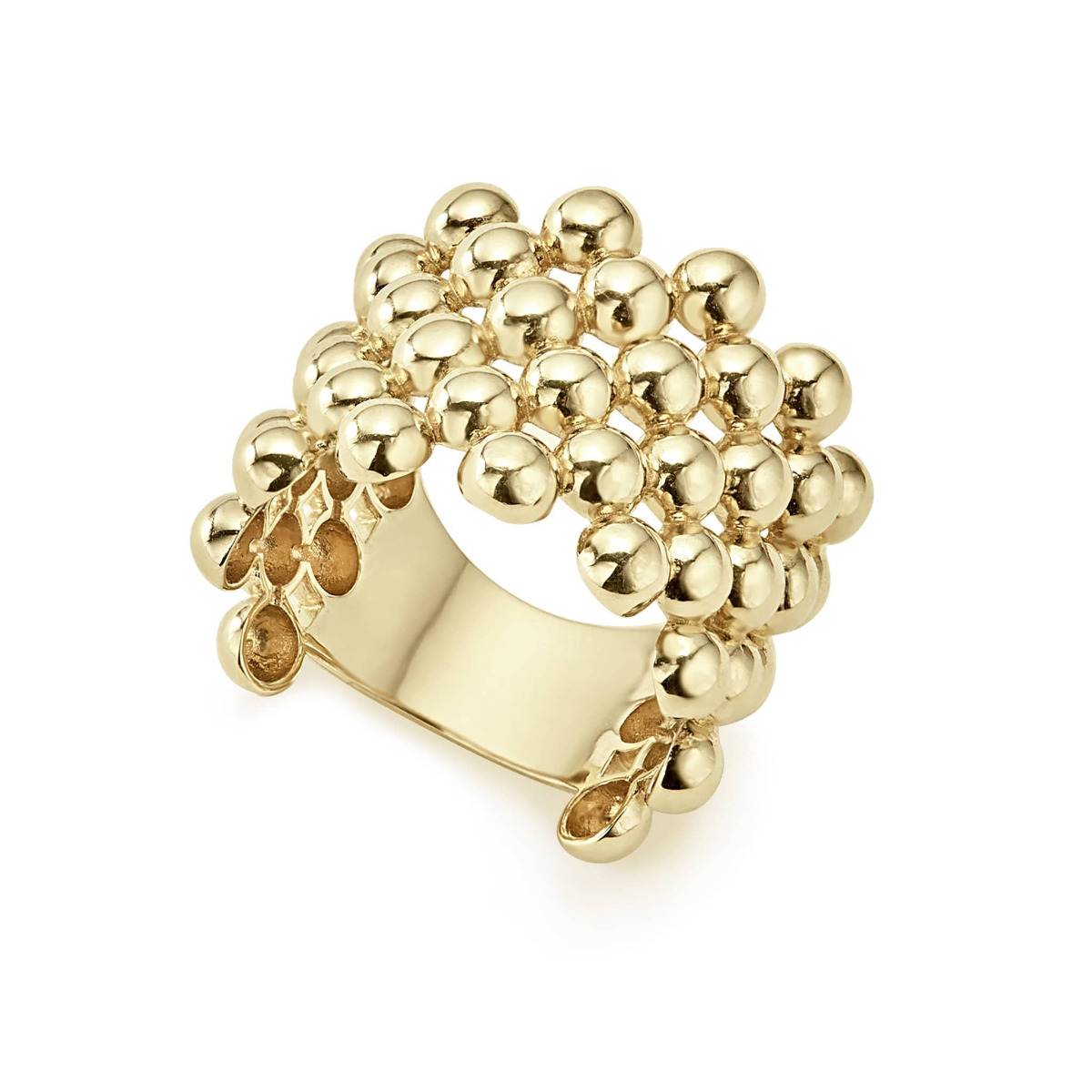"Caviar Gold" Wide Beaded Ring in 18kt Yellow Gold (7)