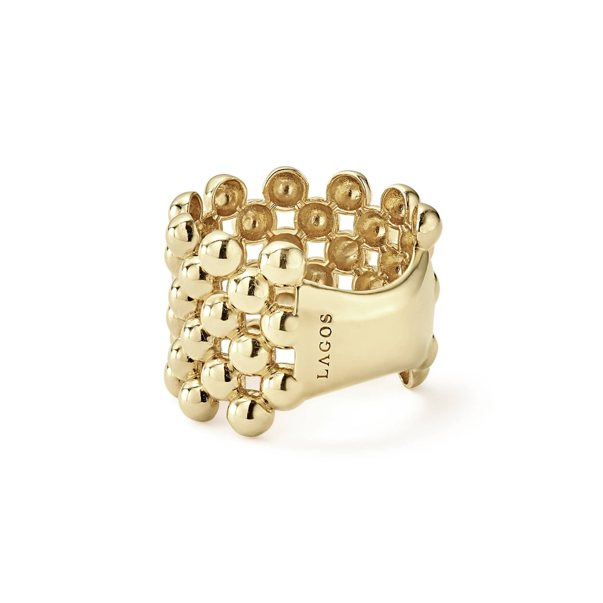 "Caviar Gold" Wide Beaded Ring in 18kt Yellow Gold (7)