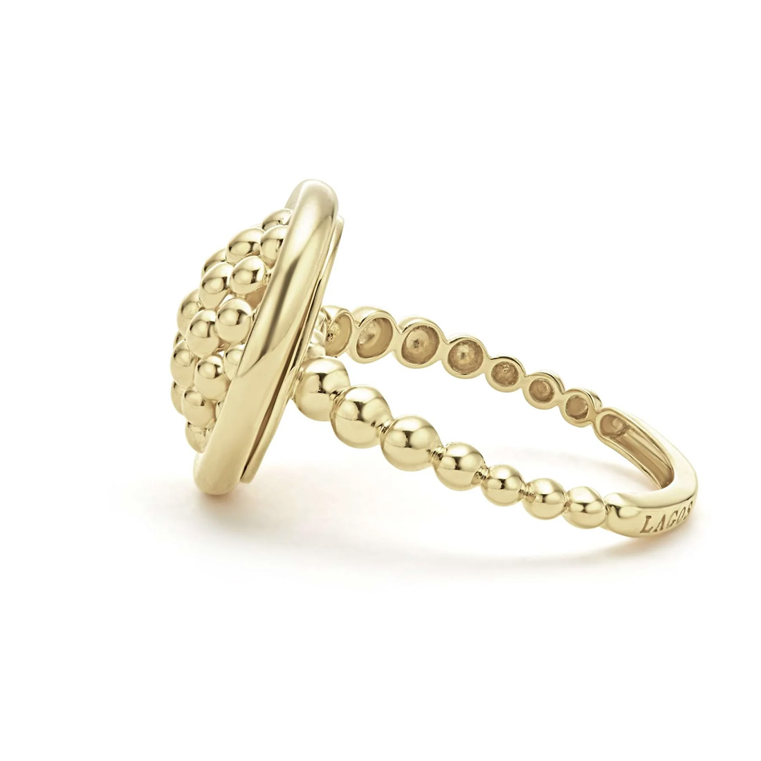 LAGOS "Meridian" 18kt Yellow Gold Caviar Ring, Size 7
