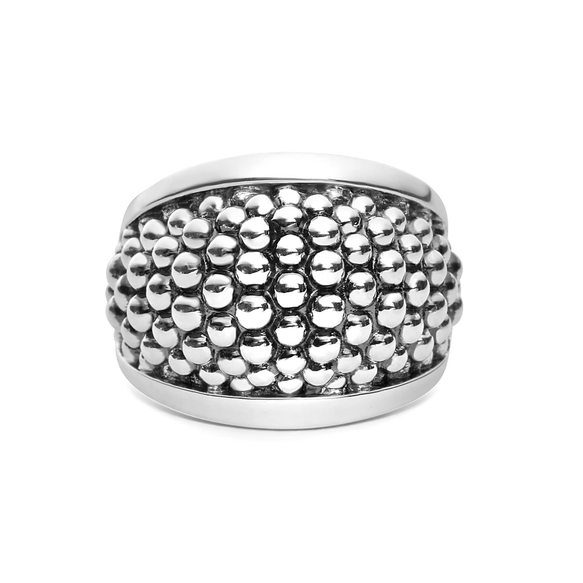 "Signature Caviar" Silver Beaded Statement Ring (7)