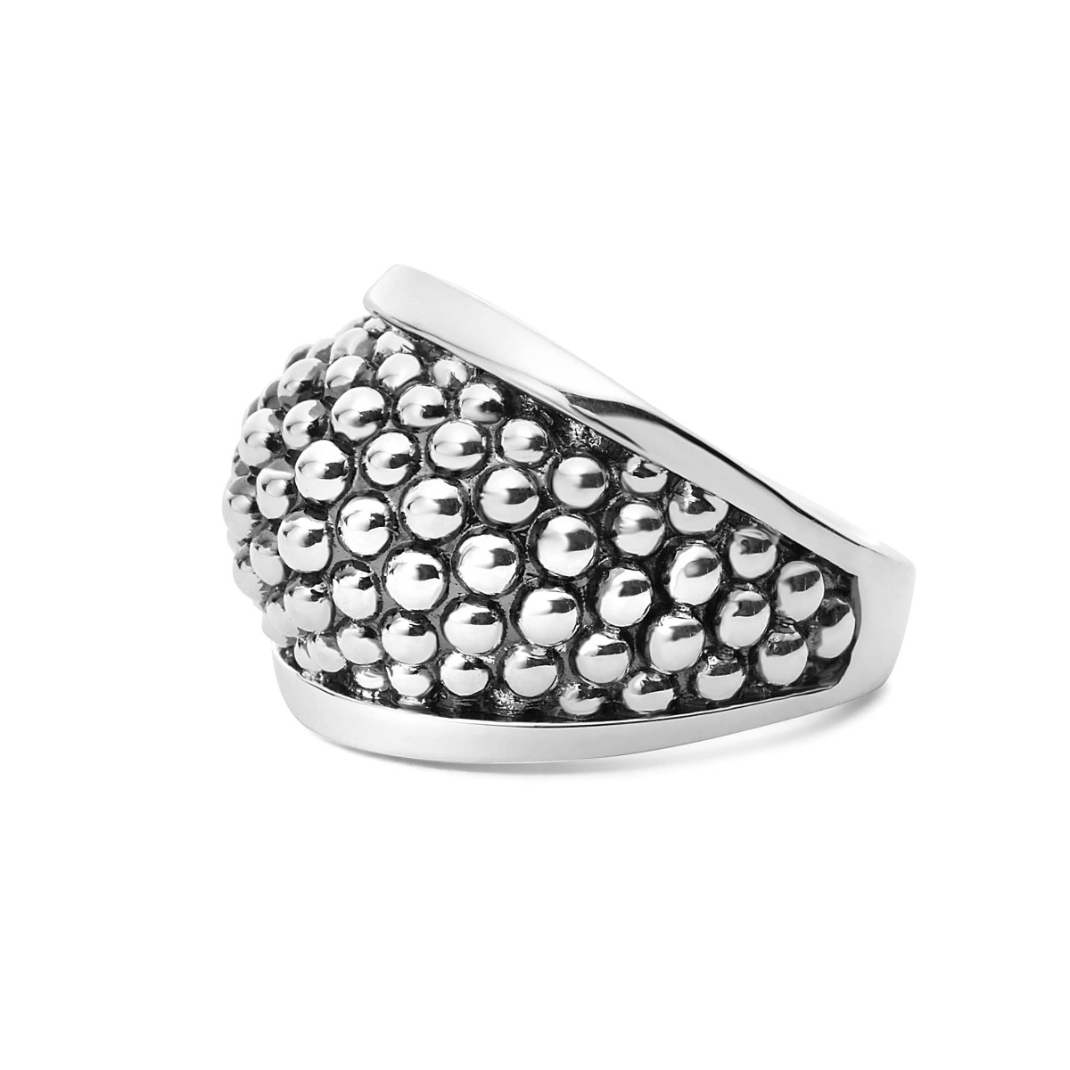 "Signature Caviar" Silver Beaded Statement Ring (7)