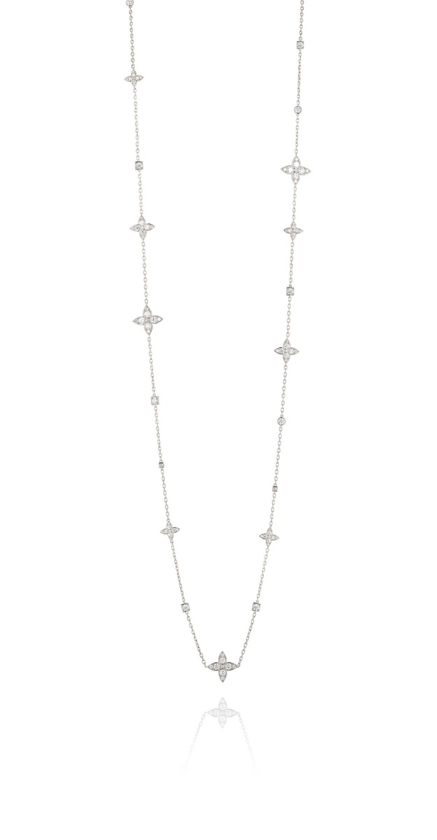 Mariani 18kt White Gold Lucilla Long Diamond Station Necklace